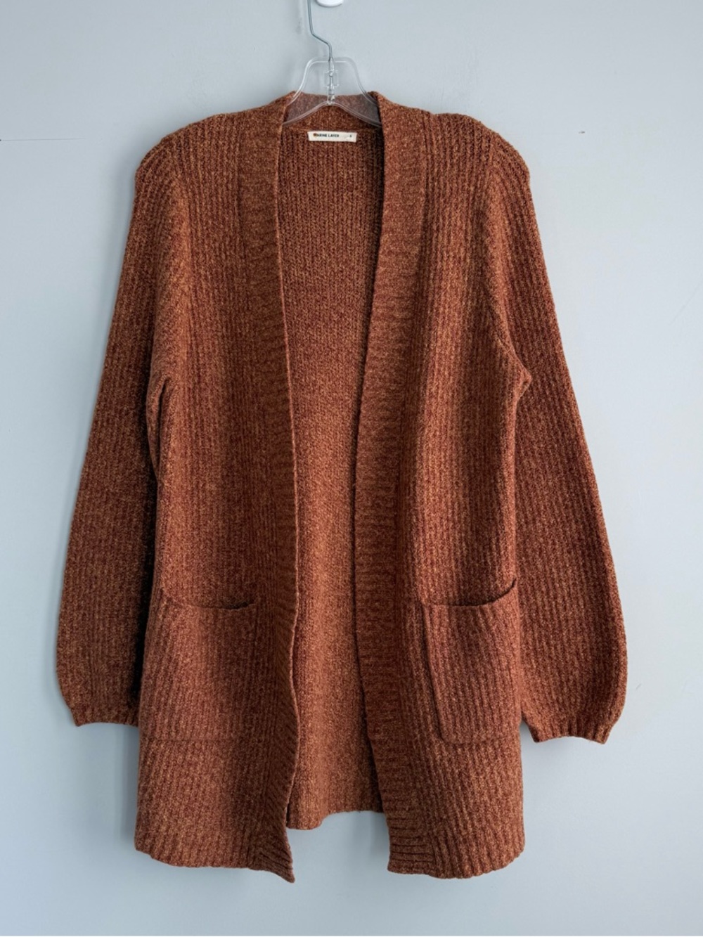 Marine Layer Ontario Cardigan Rust Orange S Cozy Open Front Cotton Blend Sweater - Picture 6 of 15